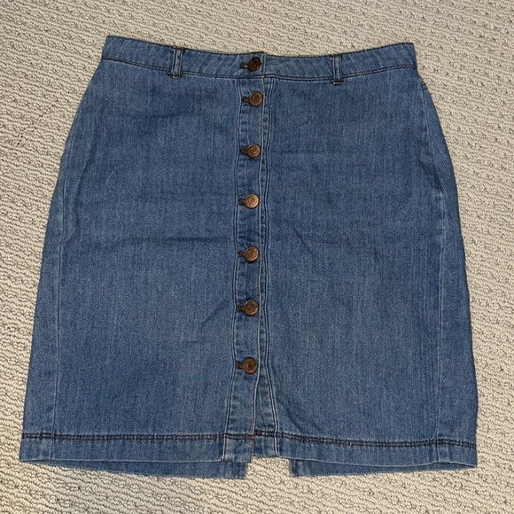 ASOS Vero Moda Front Button Down Denim Blue Jean Skirt ‘70s Boho in Small - Picture 6 of 8